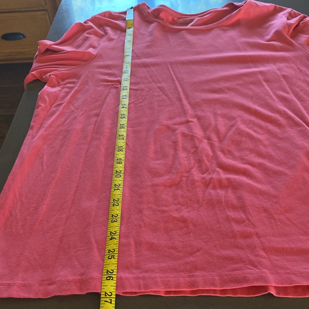Chico’s Coral Ultimate 3/4 sleeve Tee sz 3 - Picture 6 of 6